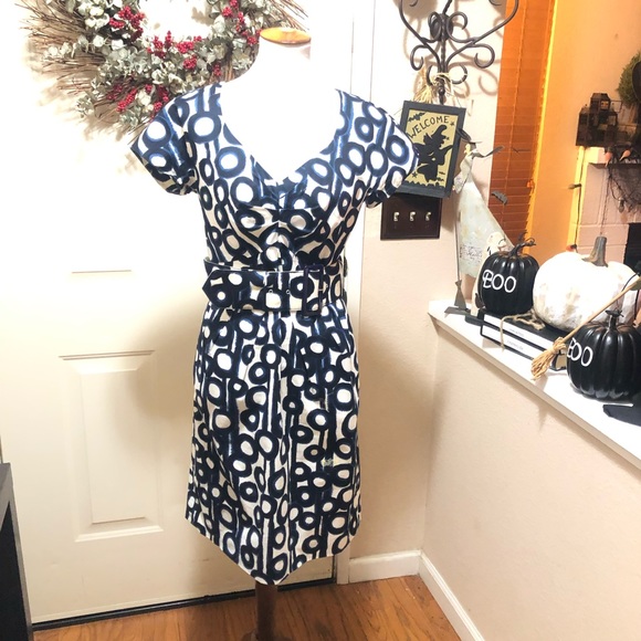 Beautiful Blues Circle Design Etcetera Midi Dress - Picture 3 of 8